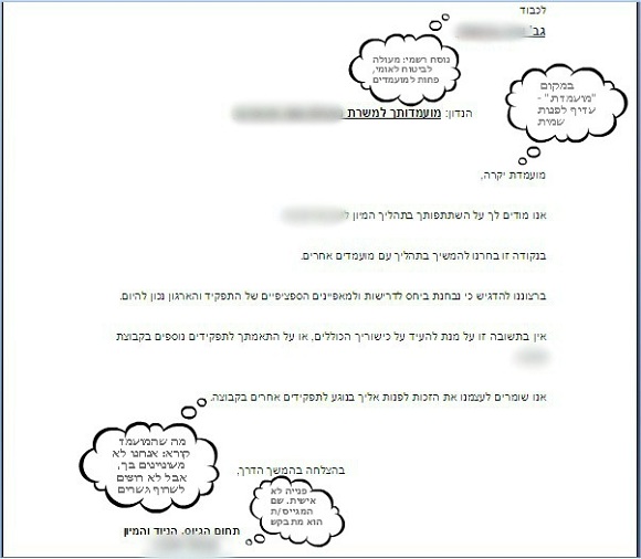 פנייה למועמד לתפקיד