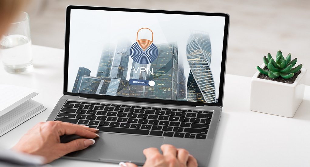 Businesswoman,Using,Laptop,Computer,With,Vpn,Virtual,Private,Network,Connection