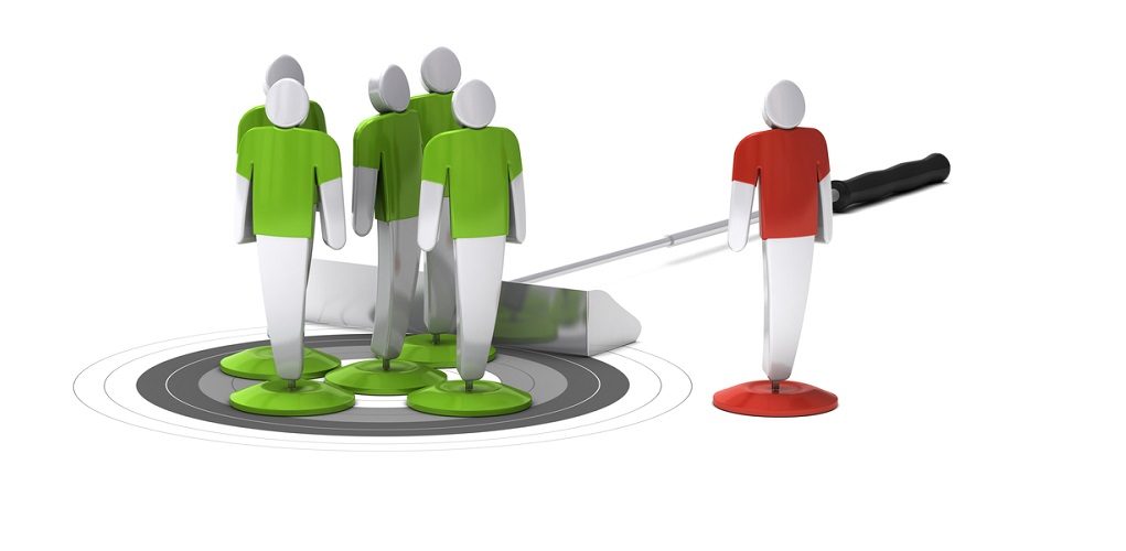 Green,3d,Characters,Onto,A,Grey,Target,And,One,Red