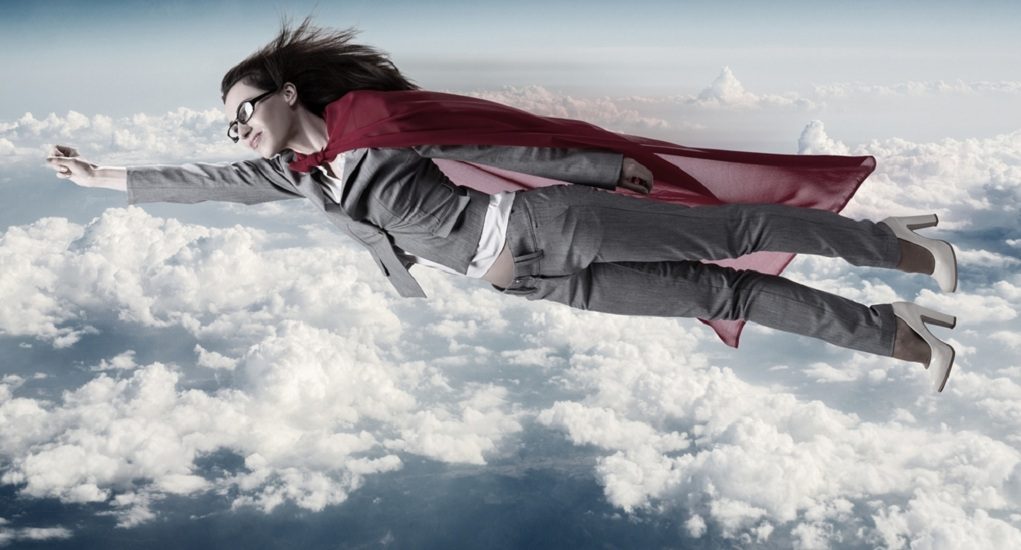 Superwoman,Flying,Above,The,Skies
