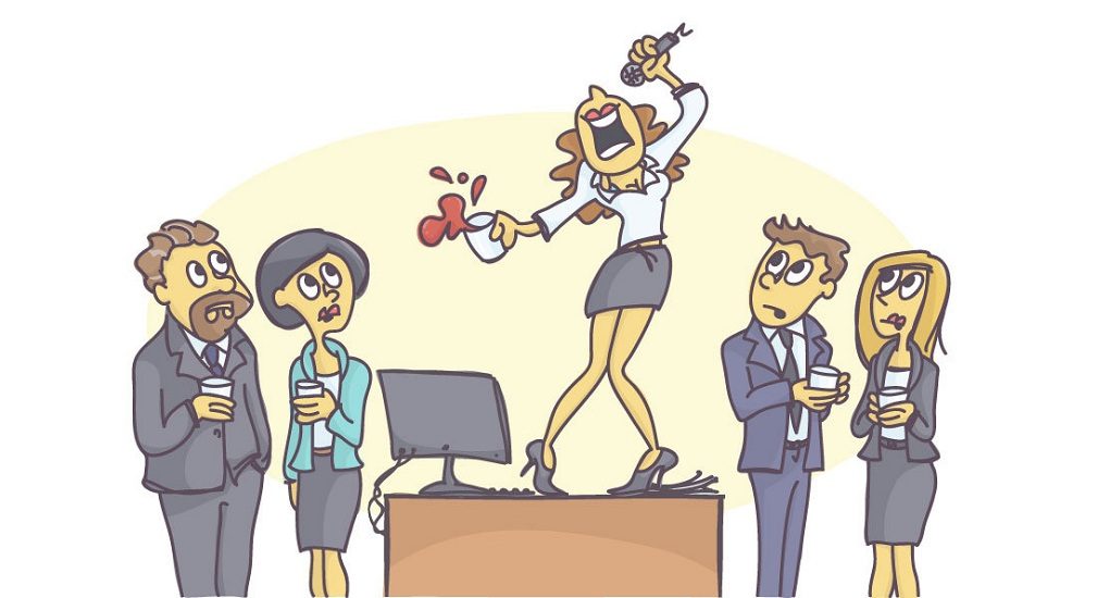 Drunken,Woman,Standing,On,The,Table,And,Singing,Karaoke,At