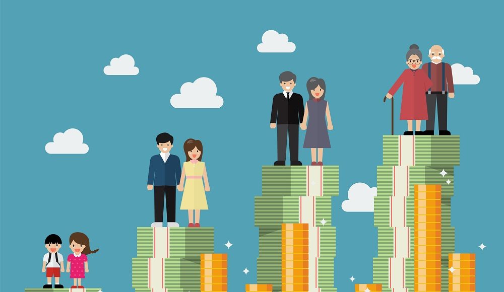 People,Generations,With,Retirement,Money,Plan.,Vector,Illustration